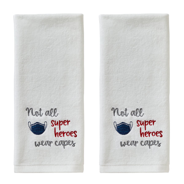 skl home Not All Superheroes Wear Capes 2-Piece Hand Towel Set White