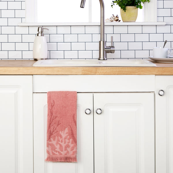 Skl Home Ocean Coral Sculpted Jacquard 2-Piece Hand Towel Set Coral