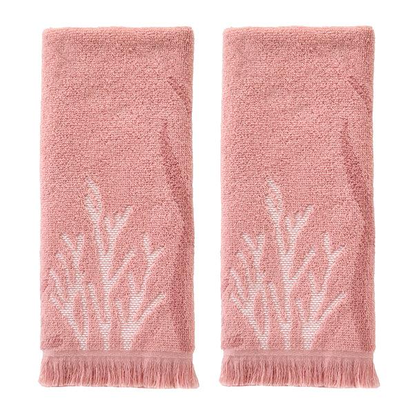 skl home Ocean Coral Sculpted Jacquard 2-Piece Hand Towel Set Coral