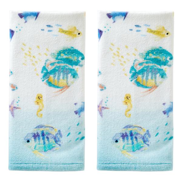 skl home Ocean Watercolor 2-Piece Printed Hand Towel Set Multi