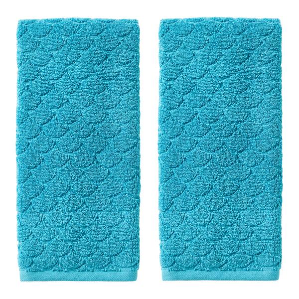 skl home Ocean Watercolor Scales 2-Piece Hand Towel Set Aqua