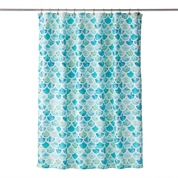 Skl Home Ocean Watercolor Scales Fabric Shower Curtain Aqua