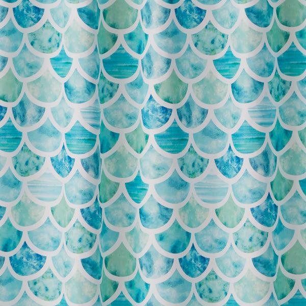 Skl Home Ocean Watercolor Scales Fabric Shower Curtain Aqua