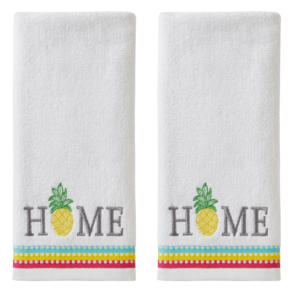 skl home Pineapple Home 2-Piece Hand Towel Set White