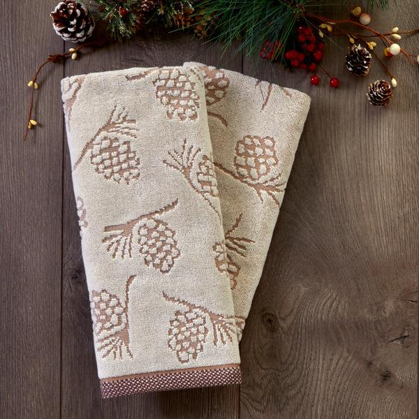 Skl Home Pinecone Jacquard 2-Piece Hand Towel Set Wheat