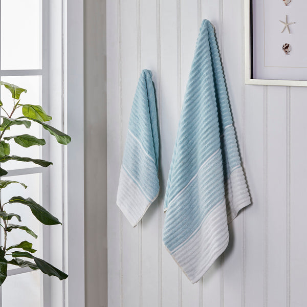 Skl Home Planet Ombre 2-Piece Turkish Cotton Hand Towel Set Aqua