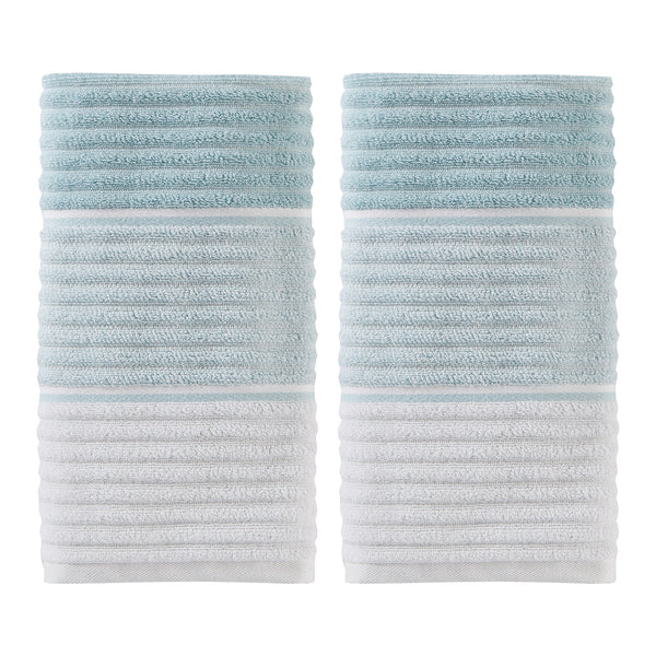 skl home Planet Ombre 2-Piece Turkish Cotton Hand Towel Set Aqua