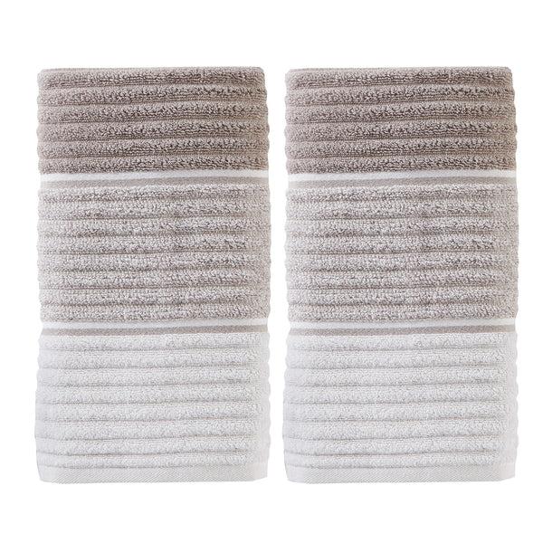 skl home Planet Ombre 2-Piece Turkish Cotton Hand Towel Set Taupe