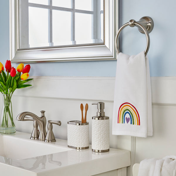 Skl Home Pride Rainbow 2-Piece Hand Towel Set White