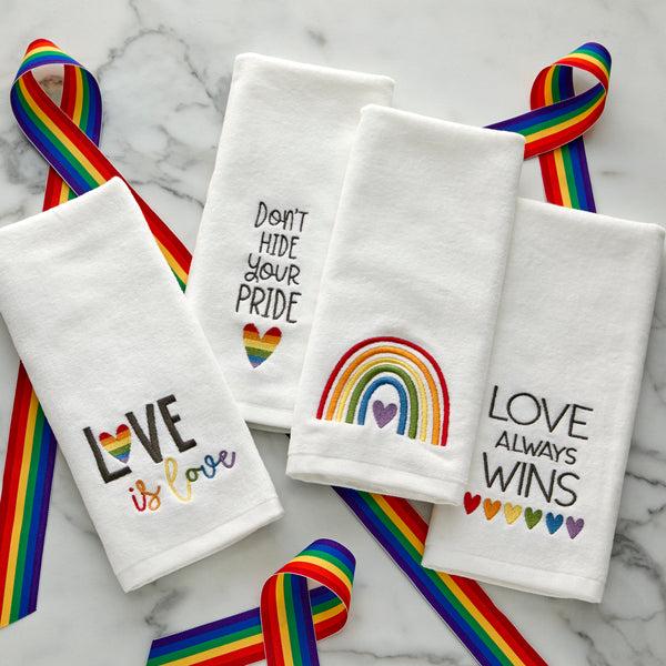 Skl Home Pride Rainbow 2-Piece Hand Towel Set White
