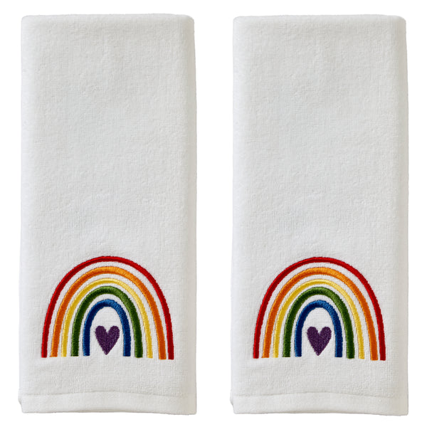 skl home Pride Rainbow 2-Piece Hand Towel Set White