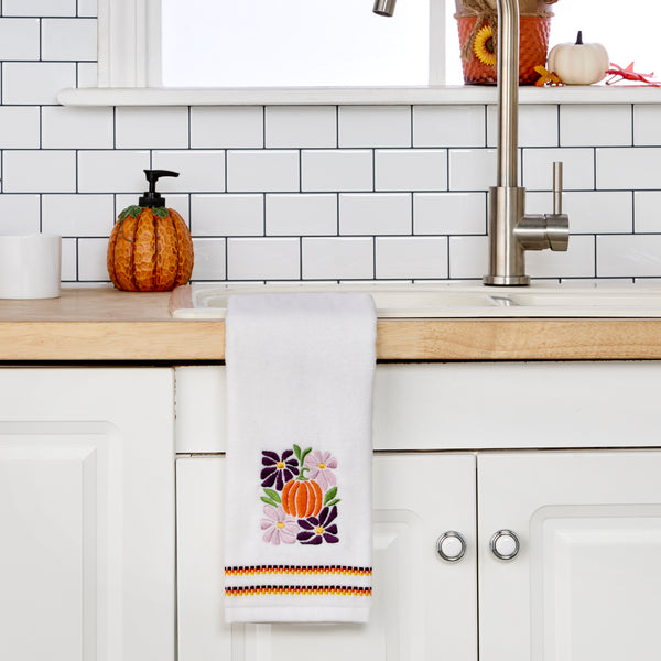 Skl Home Pumpkin Floral 2-Piece Hand Towel Set White