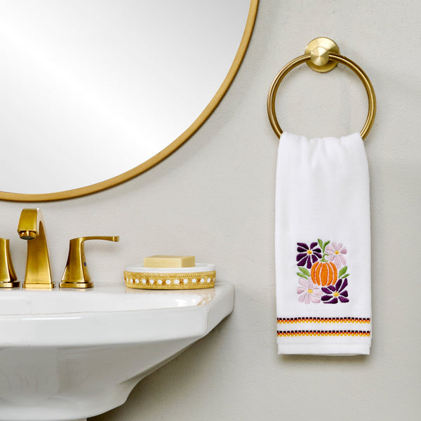 Skl Home Pumpkin Floral 2-Piece Hand Towel Set White