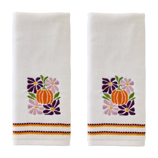 skl home Pumpkin Floral 2-Piece Hand Towel Set White
