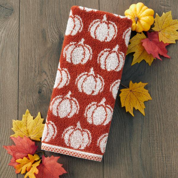 Skl Home Pumpkin Jacquard 2-Piece Hand Towel Set Spice