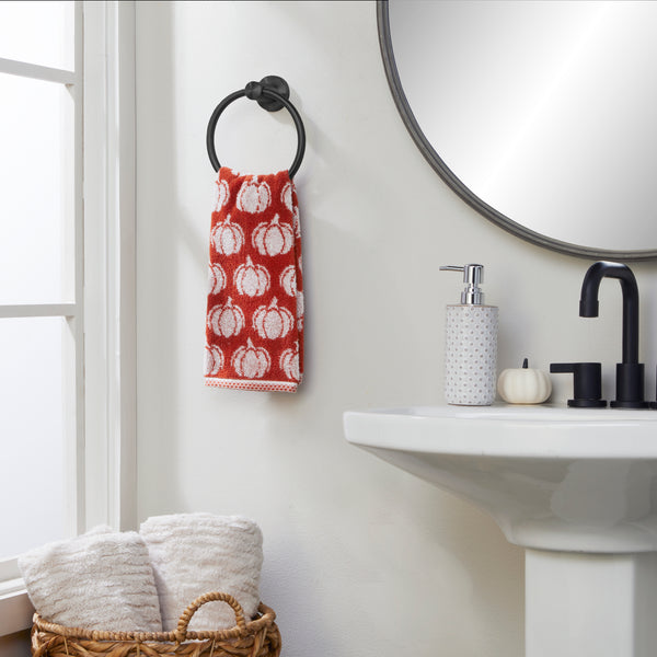 Skl Home Pumpkin Jacquard 2-Piece Hand Towel Set Spice
