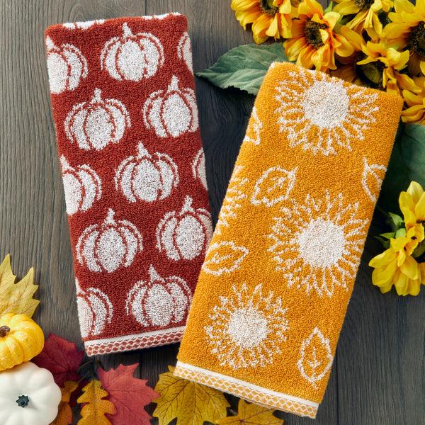 Skl Home Pumpkin Jacquard 2-Piece Hand Towel Set Spice