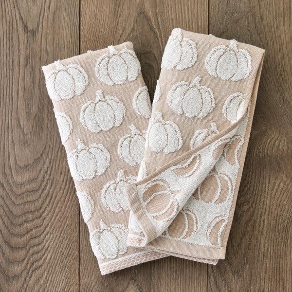 Skl Home Pumpkin Jacquard 2-Piece Hand Towel Set Tan