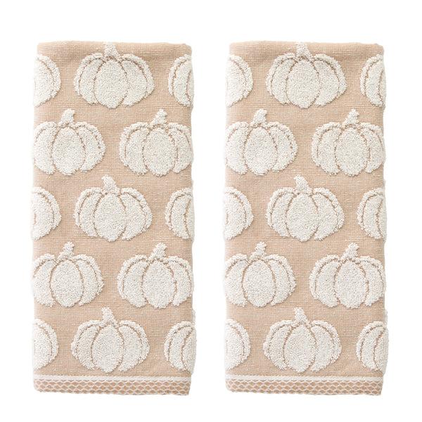 skl home Pumpkin Jacquard 2-Piece Hand Towel Set Tan