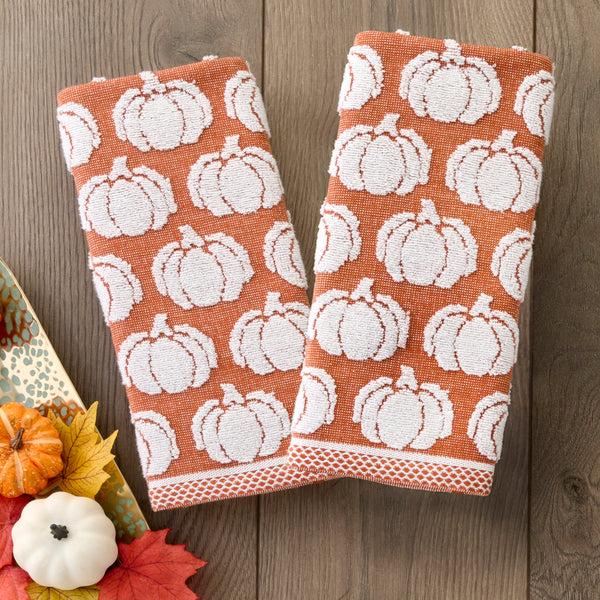 Skl Home Pumpkin Sculpted 2-Piece Hand Towel Set Spice