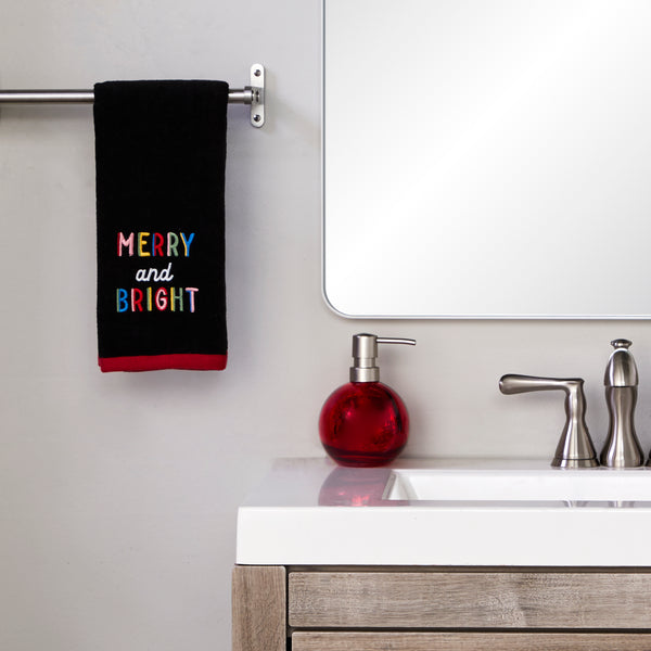 Skl Home Rainbow Merry 2-Piece Hand Towel Set Black