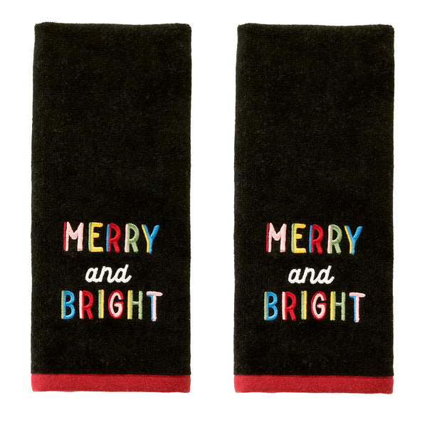 skl home Rainbow Merry 2-Piece Hand Towel Set Black