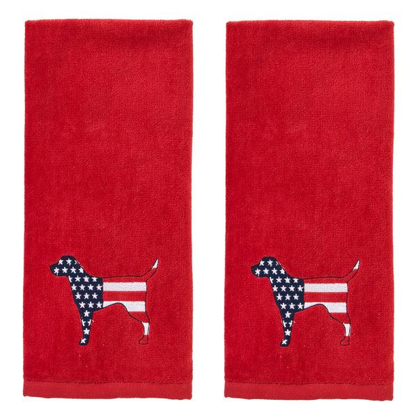 skl home Red White & Blue Hound 2-Piece Hand Towel Set Red
