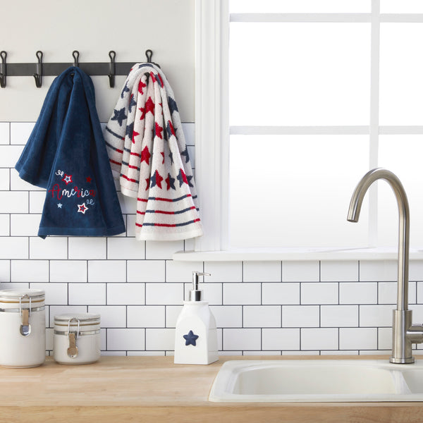 Skl Home Red White & Stars Jacquard 2-Piece Hand Towel Set Multi