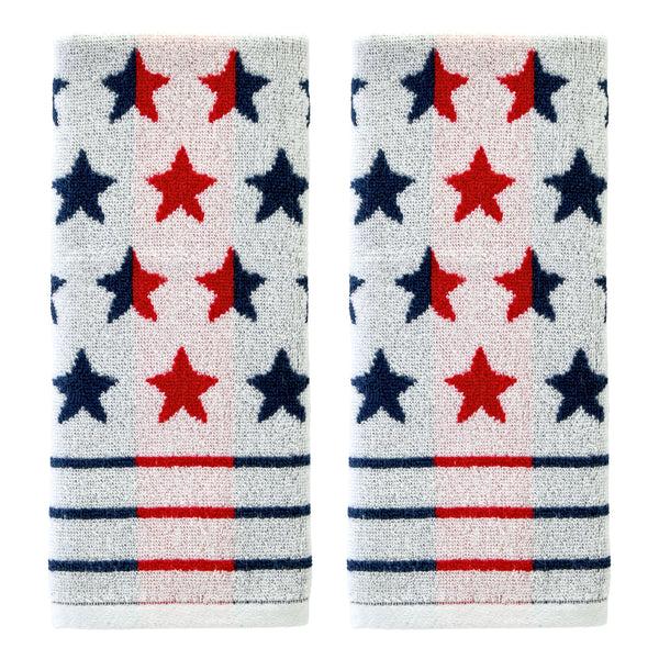 skl home Red White & Stars Jacquard 2-Piece Hand Towel Set Multi