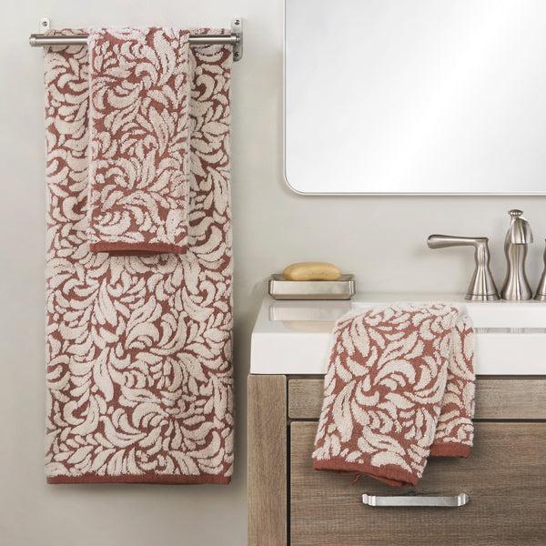 Skl Home Renan Turkish Cotton Jacquard 2-Piece Hand Towel Set Clay/Oxford