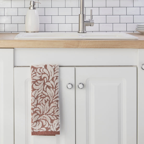 Skl Home Renan Turkish Cotton Jacquard 2-Piece Hand Towel Set Clay/Oxford