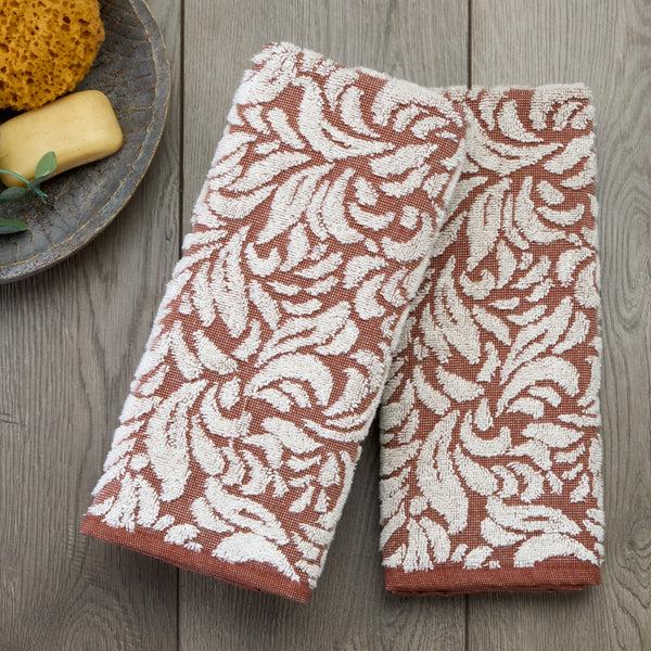 Skl Home Renan Turkish Cotton Jacquard 2-Piece Hand Towel Set Clay/Oxford