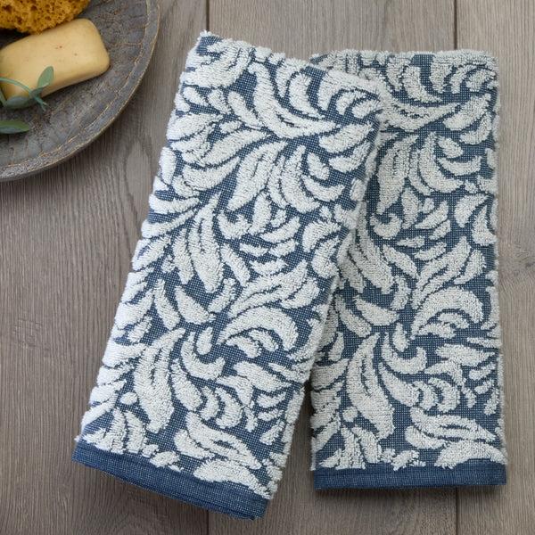 Skl Home Renan Turkish Cotton Jacquard 2-Piece Hand Towel Set Blue/Oxford