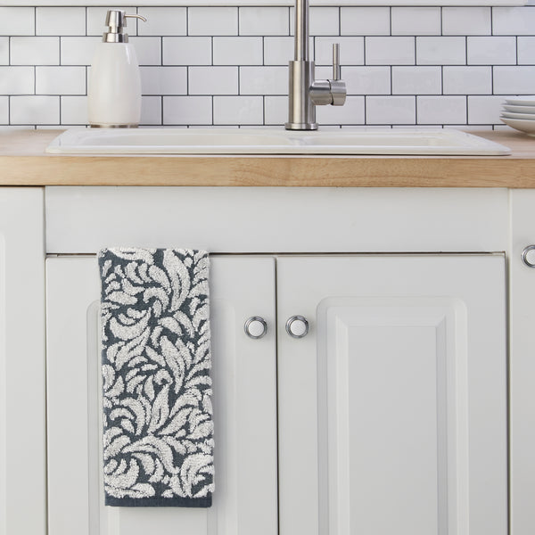 Skl Home Renan Turkish Cotton Jacquard 2-Piece Hand Towel Set Blue/Oxford