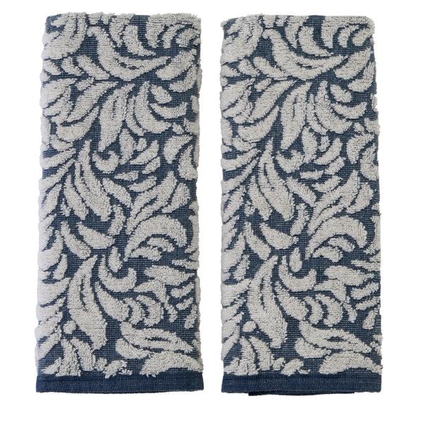 skl home Renan Turkish Cotton Jacquard 2-Piece Hand Towel Set Blue/Oxford