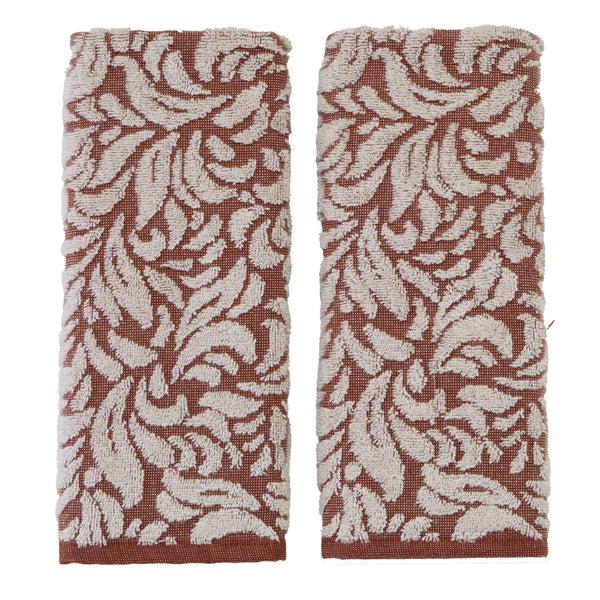 skl home Renan Turkish Cotton Jacquard 2-Piece Hand Towel Set Clay/Oxford
