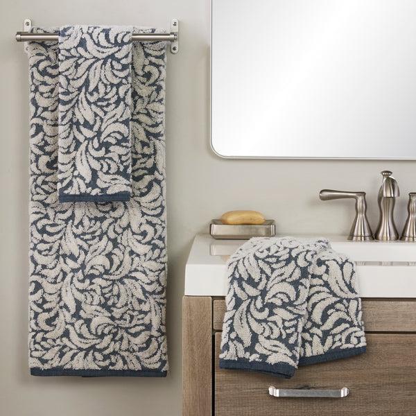 Skl Home Renan Turkish Cotton Jacquard Bath Towel Blue/Oxford