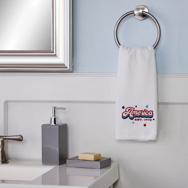 Skl Home Retro America 2-Piece Hand Towel Set White