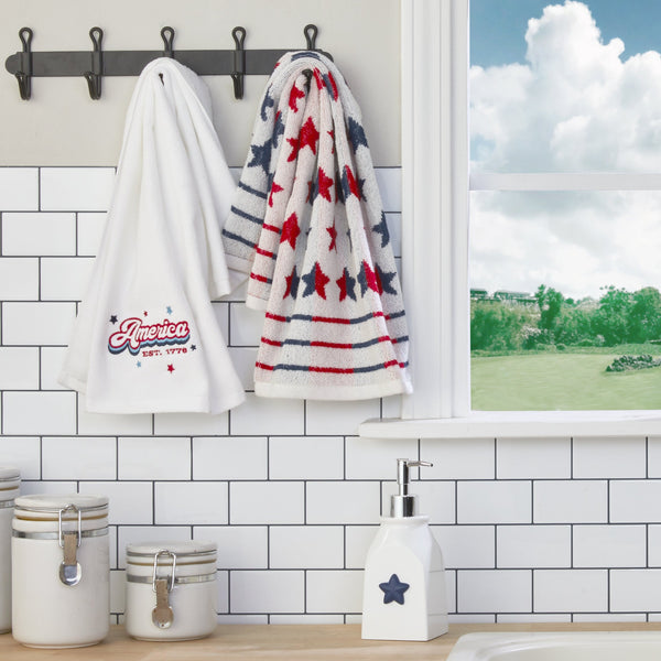 Skl Home Retro America 2-Piece Hand Towel Set White