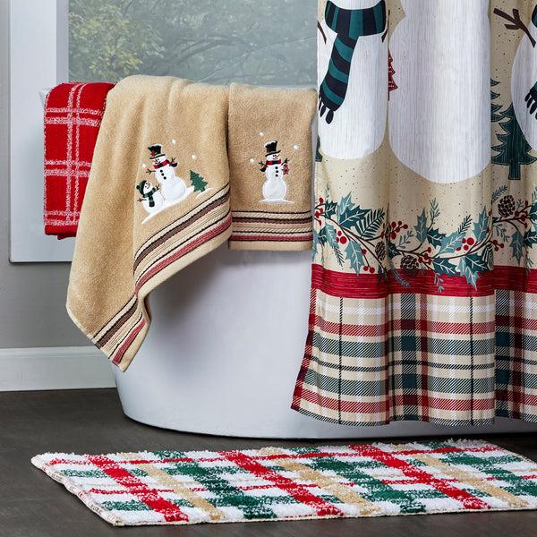Skl Home Rustic Plaid Snowman 2-Piece Hand Towel Set Wheat