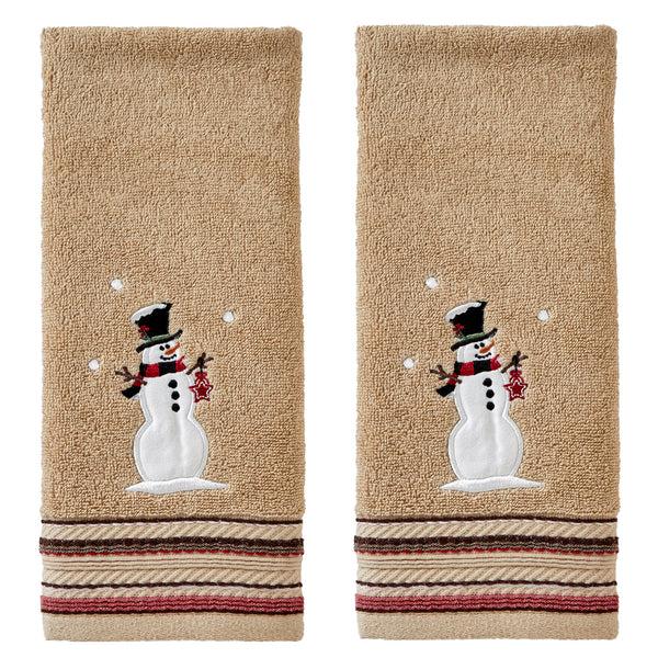 skl home Rustic Plaid Snowman 2-Piece Hand Towel Set Wheat