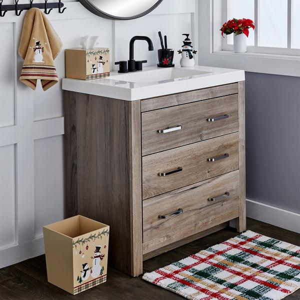 Skl Home Rustic Plaid Snowman Tissue Dispenser Tan Multi