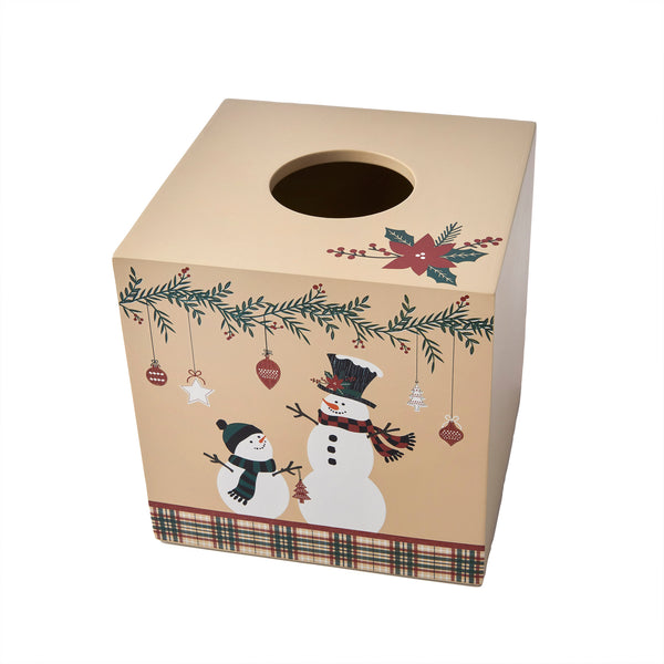 Skl Home Rustic Plaid Snowman Tissue Dispenser Tan Multi