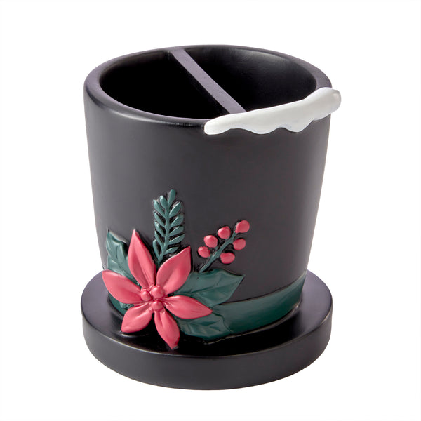 skl home Rustic Plaid Snowman Toothbrush Holder Black