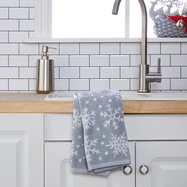 Skl Home Scattered Snowflakes 2-Piece Hand Towel Set Gray