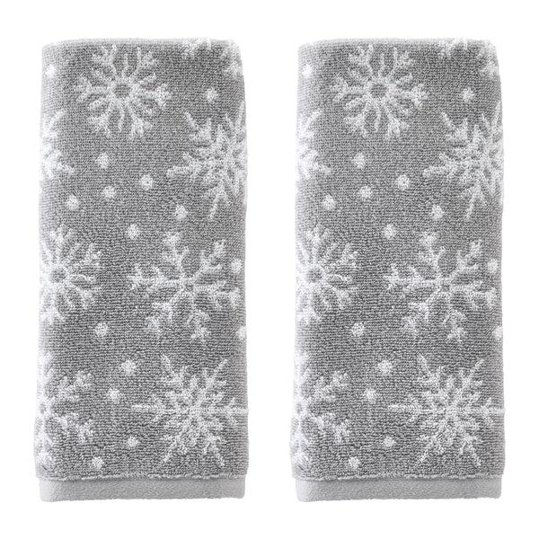 skl home Scattered Snowflakes 2-Piece Hand Towel Set Gray
