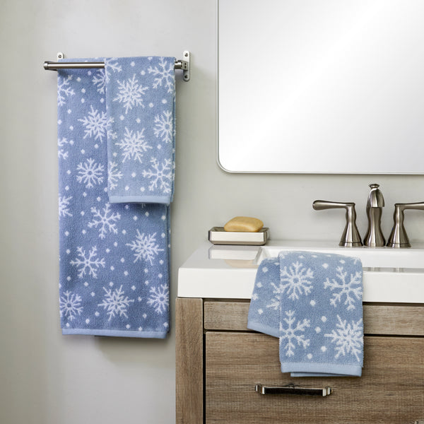 Skl Home Scattered Snowflakes 4pc Bath & Hand Towel Set Blue