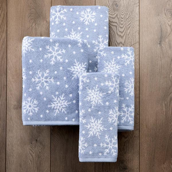 Skl Home Scattered Snowflakes 4pc Bath & Hand Towel Set Blue
