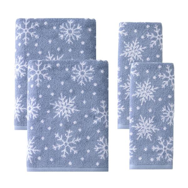 skl home Scattered Snowflakes 4pc Bath & Hand Towel Set Blue