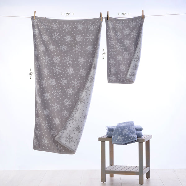 Skl Home Scattered Snowflakes 4pc Bath & Hand Towel Set Gray